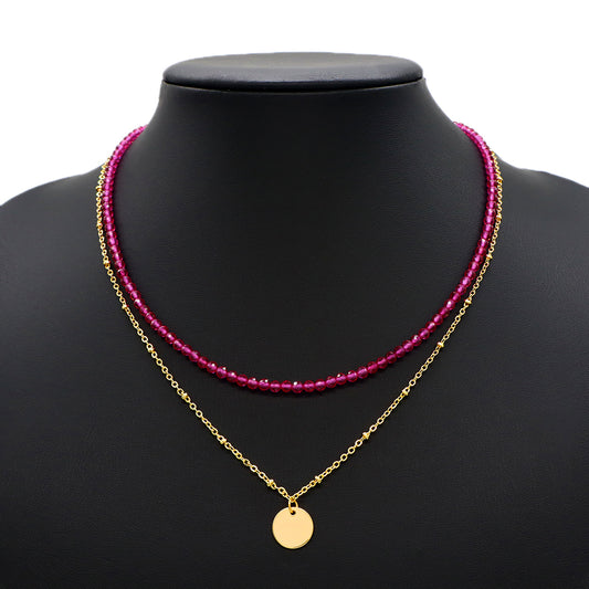 Handmade Custom Natural Stone Double Layer With Pendant Necklace