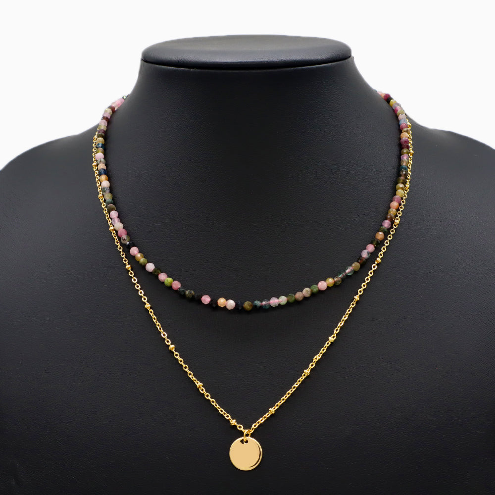 Handmade Custom Natural Stone Double Layer With Pendant Necklace