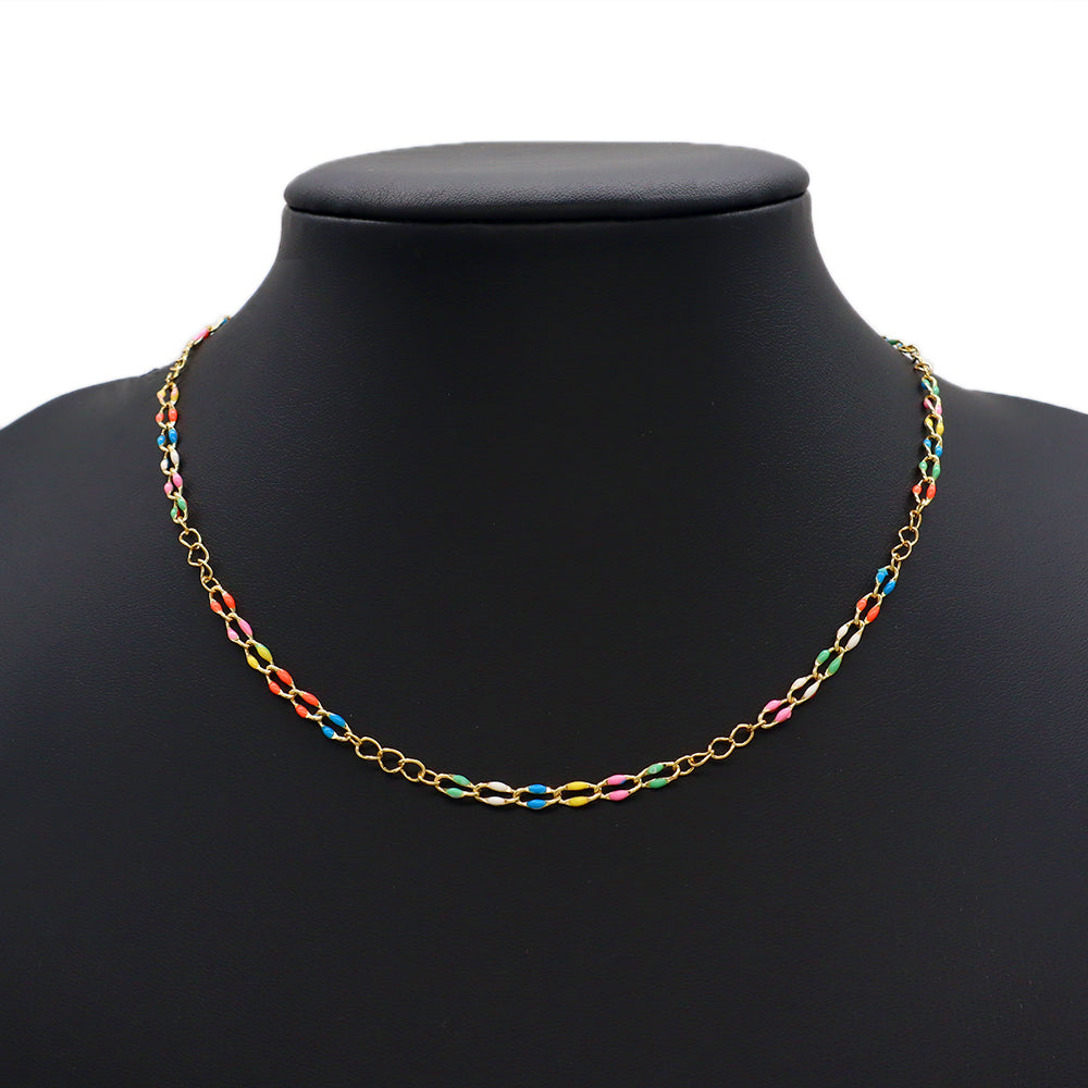 Handmade Custom Brass With Enamel Pendant Brass Necklace