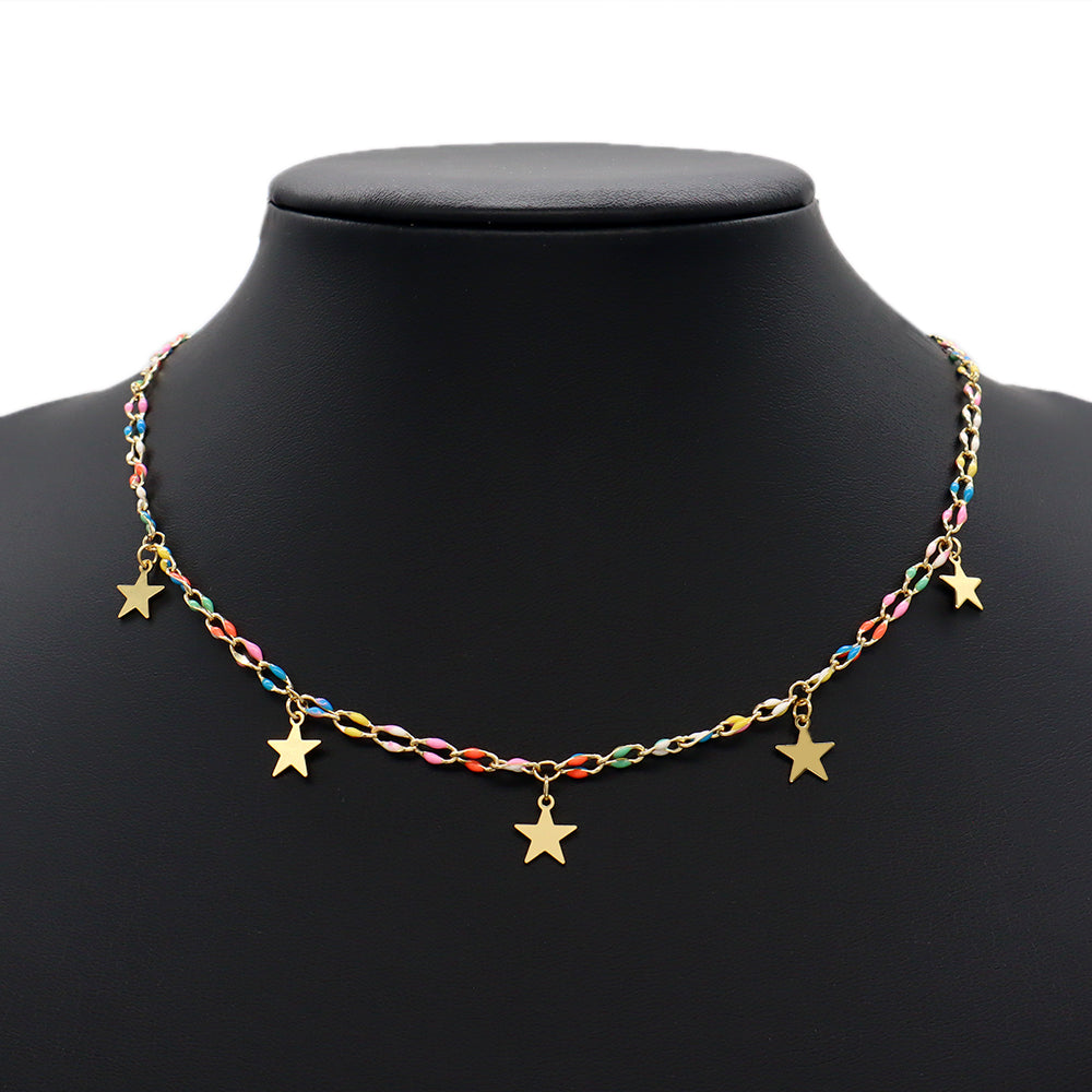 Handmade Custom Brass With Enamel Pendant Brass Necklace