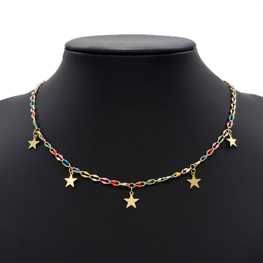 Handmade Custom Brass With Enamel Pendant Brass Necklace