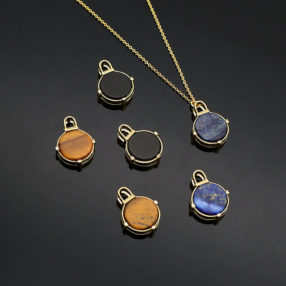 Customizable Natural Stone Pendant Necklace Gold Plated Necklace Jewelry