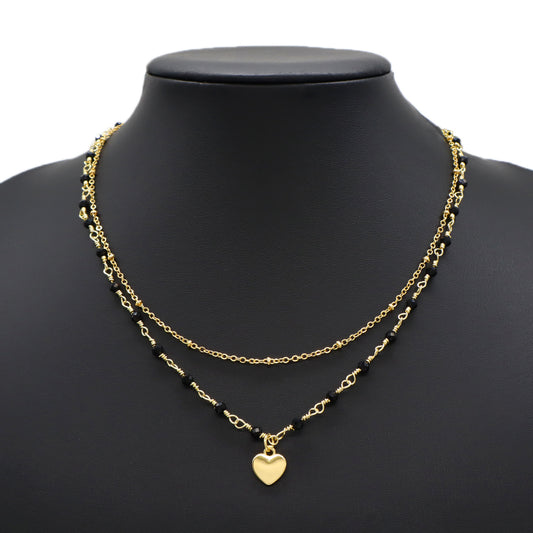 Handmade Custom Natural Stone Double Layer With Pendant Necklace