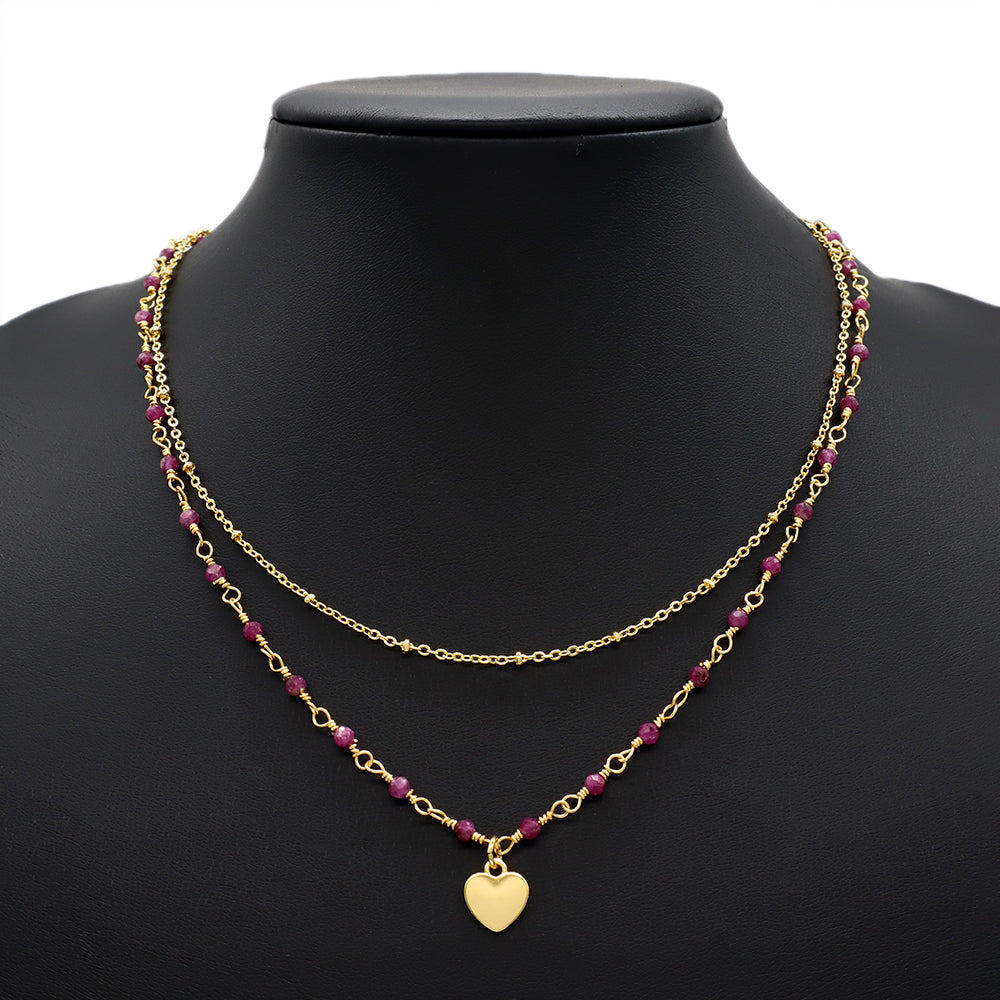 Handmade Custom Natural Stone Double Layer With Pendant Necklace