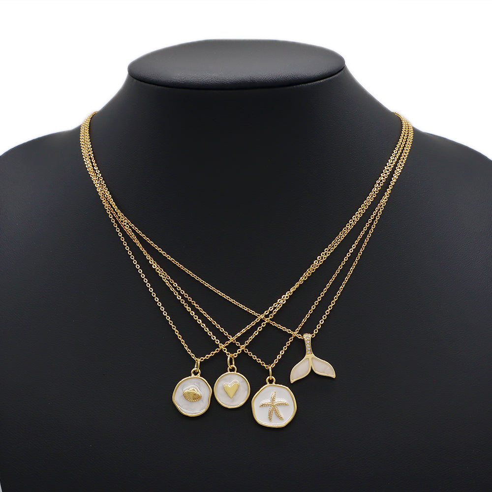 Handmade Custom Brass With Enamel Pendant Necklace (with chain)