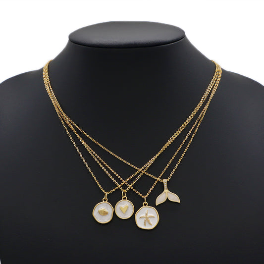 Handmade Custom Brass With Enamel Pendant Necklace (with chain)