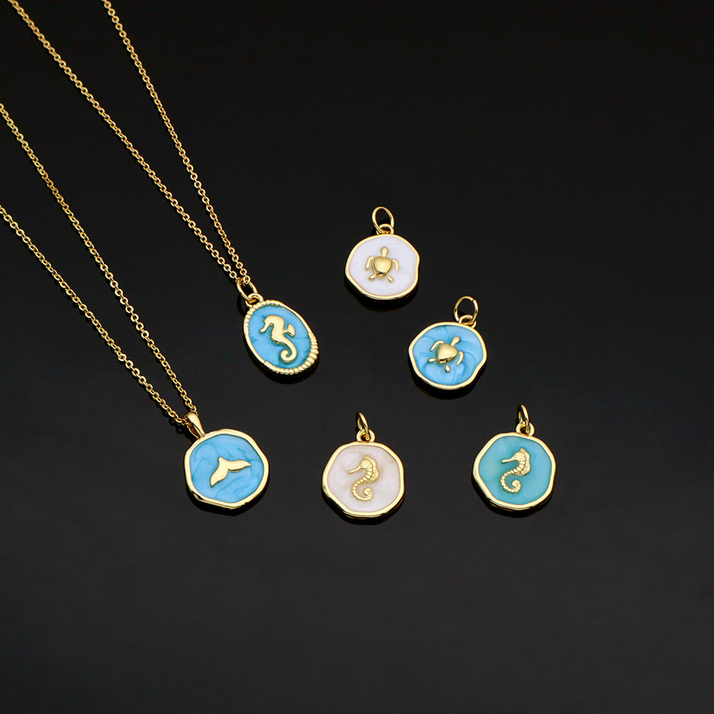Handmade Custom Brass With Enamel Pendant Necklace (with chain)