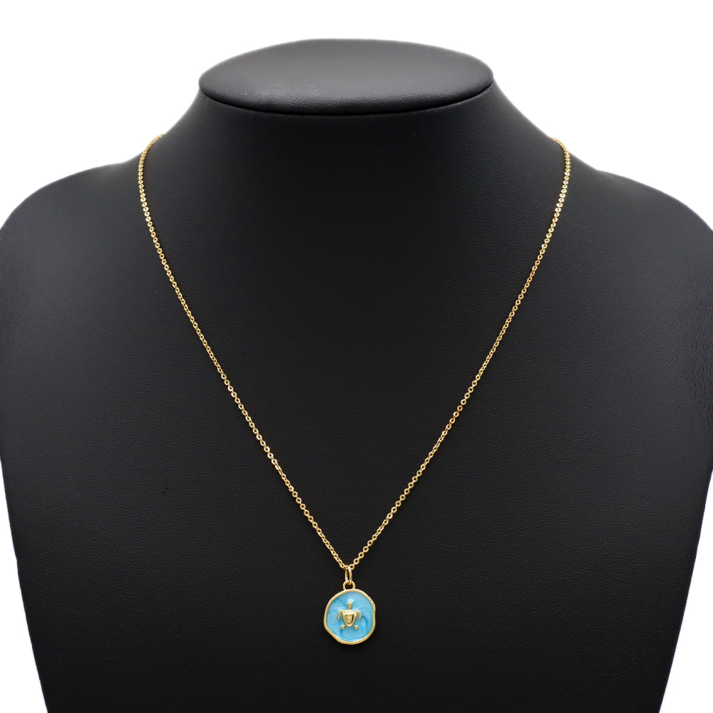 Handmade Custom Brass With Enamel Pendant Necklace (with chain)