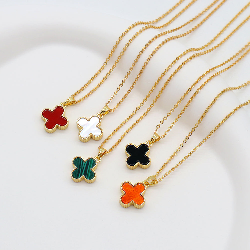 Handmade Custom Brass Natural Stone 7mm Charm Necklace