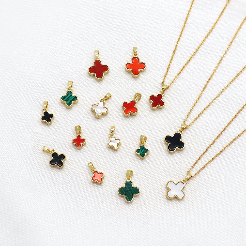 Handmade Custom Brass Natural Stone 9mm Charm Necklace