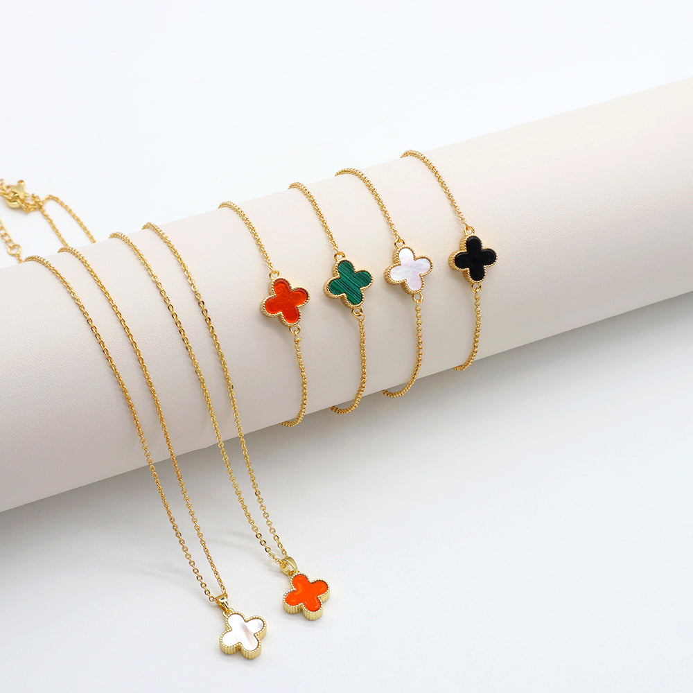 Handmade Custom Natural Stone Gold Plated Charm Necklace