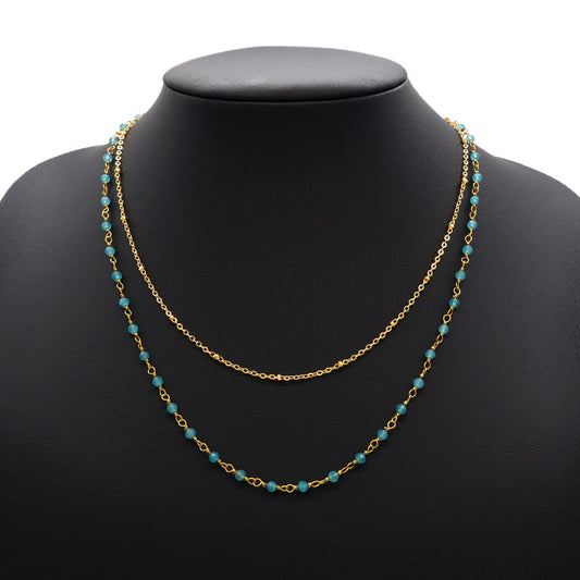 Handmade Custom Natural Stone Double Layer Necklace