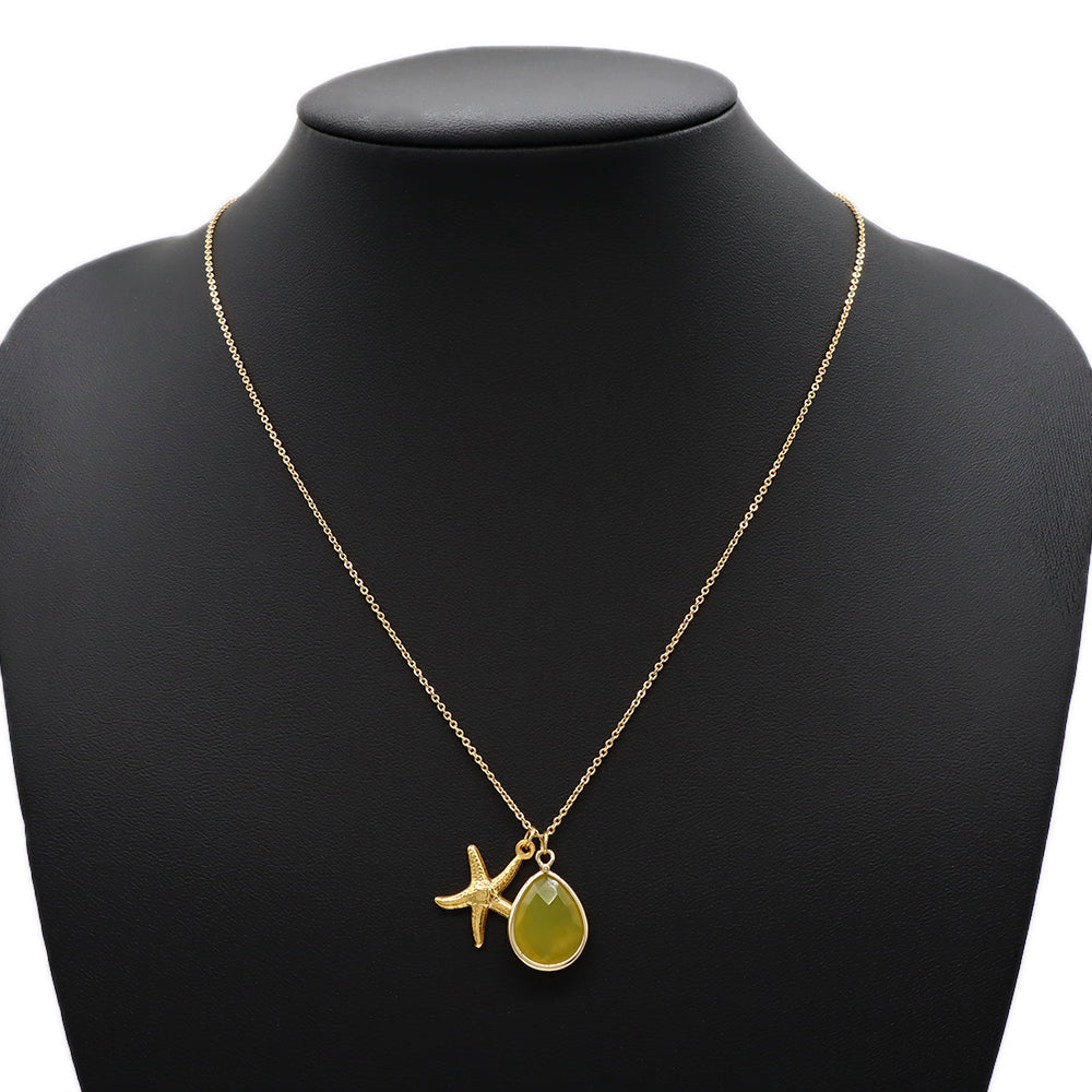 Handmade Custom Fashion Natural Stone Pendant Gold Plated Necklace