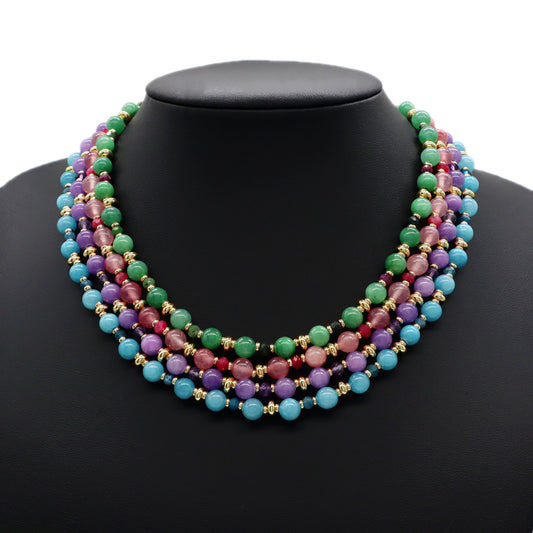 Handmade Custom Brass With Natural Stone Gold Plated Necklace