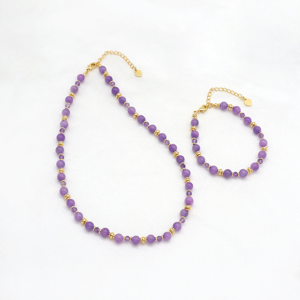 Handmade Customizable Natural Stone Beads Bracelet Brass Gold Plated Bracelet