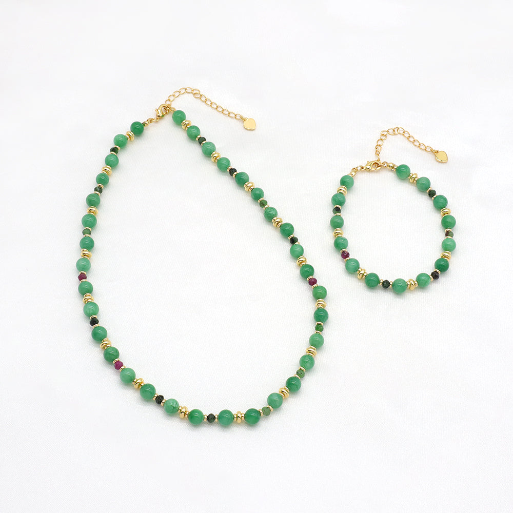 Handmade Customizable Natural Stone Beads Bracelet Brass Gold Plated Bracelet