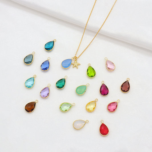Handmade Customizable Glass Crystal Pendant Necklace Brass Gold Plated Necklace