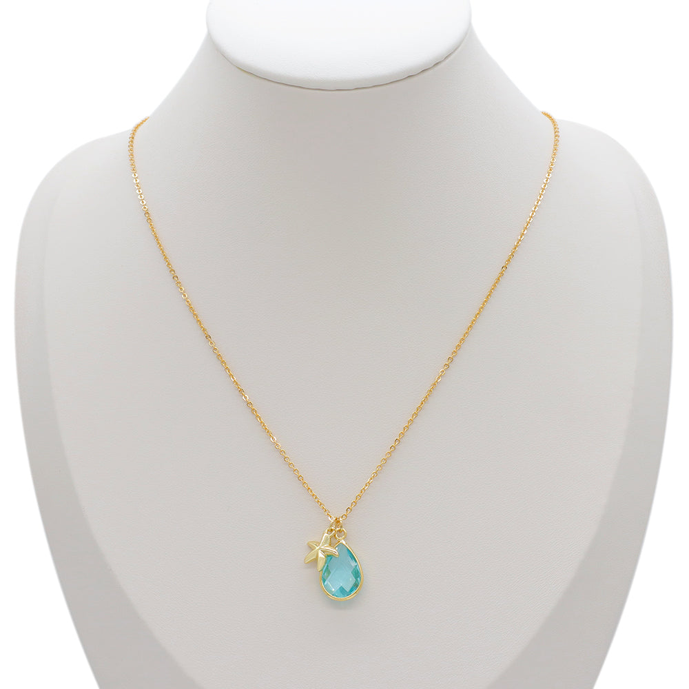 Handmade Customizable Glass Crystal Pendant Necklace Brass Gold Plated Necklace