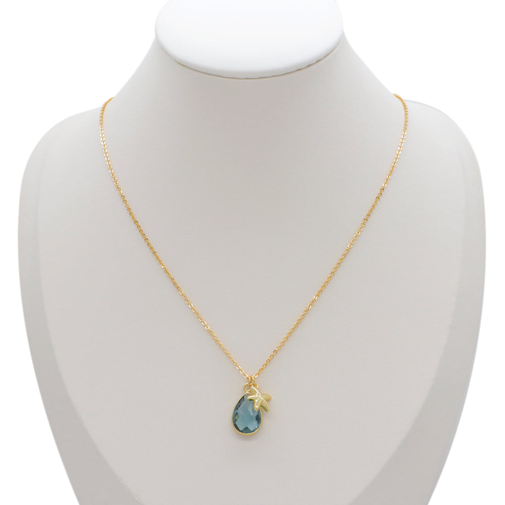 Handmade Customizable Glass Crystal Pendant Necklace Brass Gold Plated Necklace