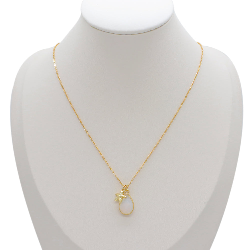 Handmade Customizable Glass Crystal Pendant Necklace Brass Gold Plated Necklace