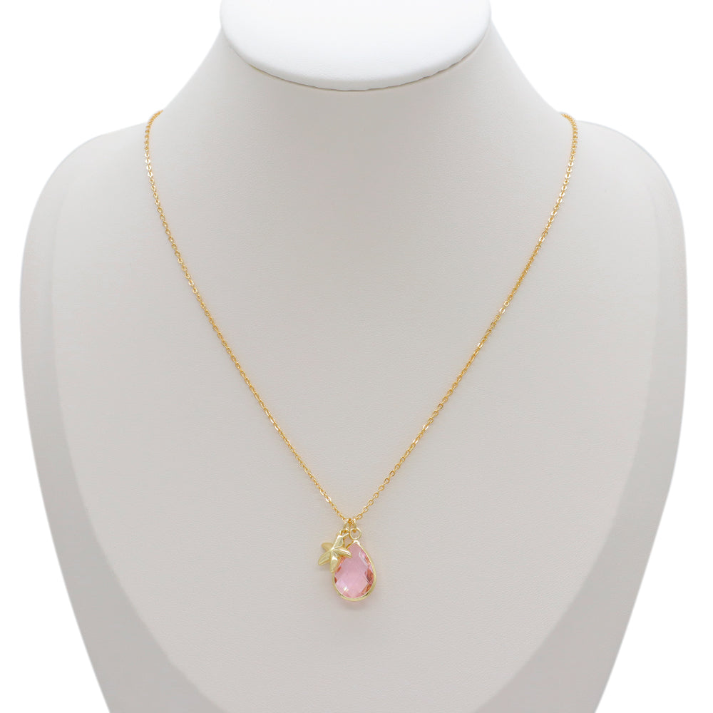 Handmade Customizable Glass Crystal Pendant Necklace Brass Gold Plated Necklace