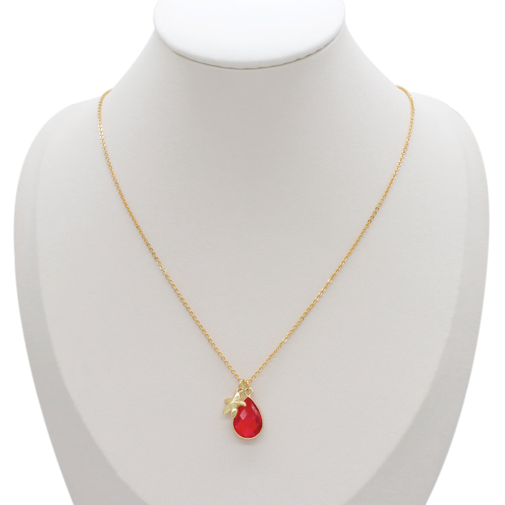 Handmade Customizable Glass Crystal Pendant Necklace Brass Gold Plated Necklace