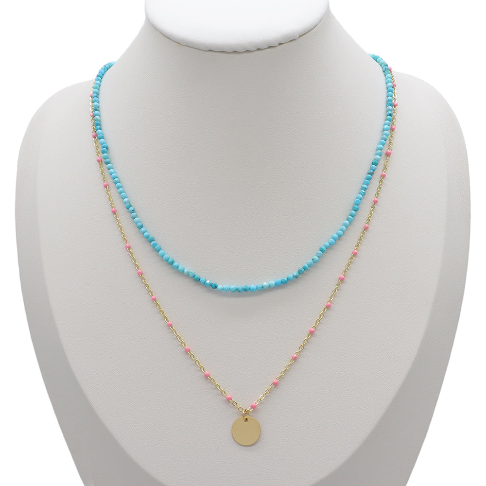 Handmade Custom Natural Stone Double Layer Necklace