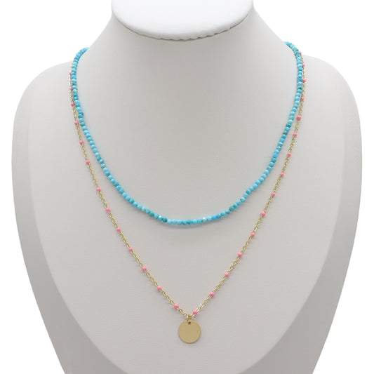 Handmade Custom Natural Stone Double Layer Necklace