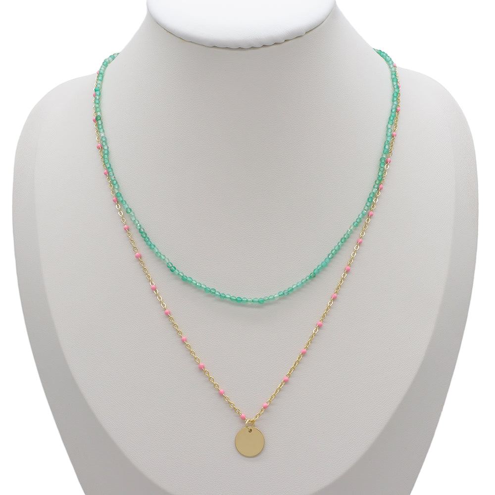 Handmade Custom Natural Stone Double Layer Necklace