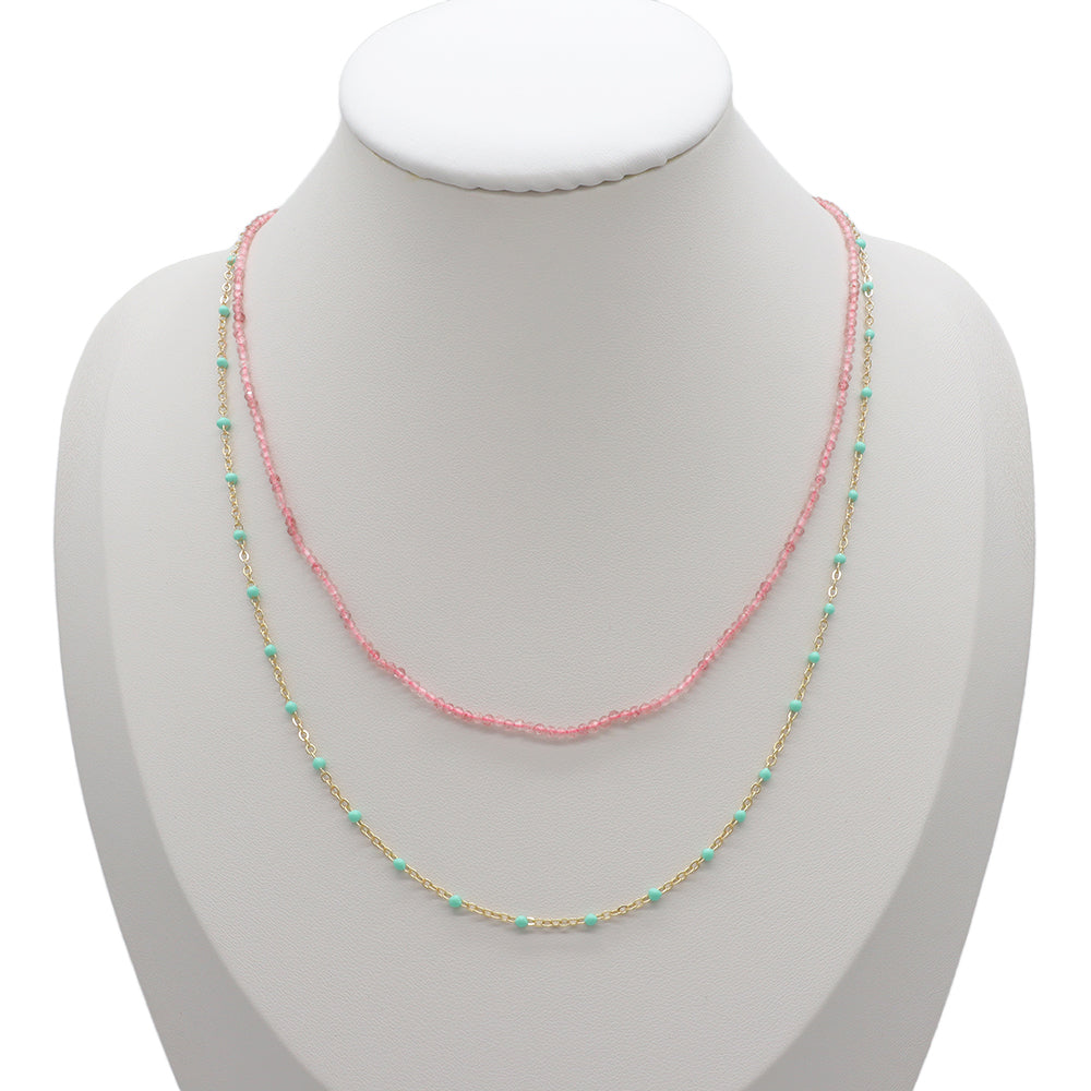 Handmade Custom Natural Stone Double Layer Necklace