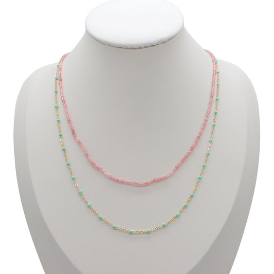 Handmade Custom Natural Stone Double Layer Necklace