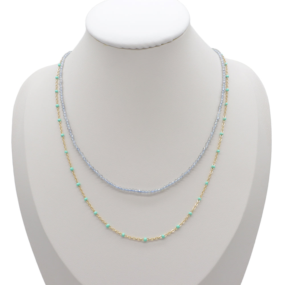 Handmade Custom Natural Stone Double Layer Necklace