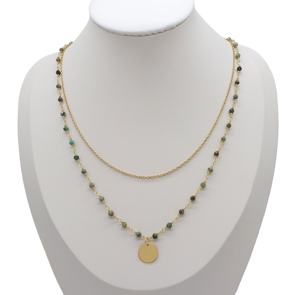 Handmade Custom Natural Stone Double Layer Necklace