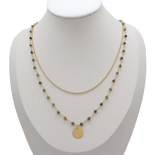 Handmade Custom Natural Stone Double Layer Necklace