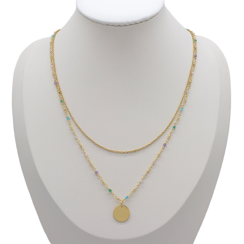 Handmade Custom Natural Stone Double Layer Necklace