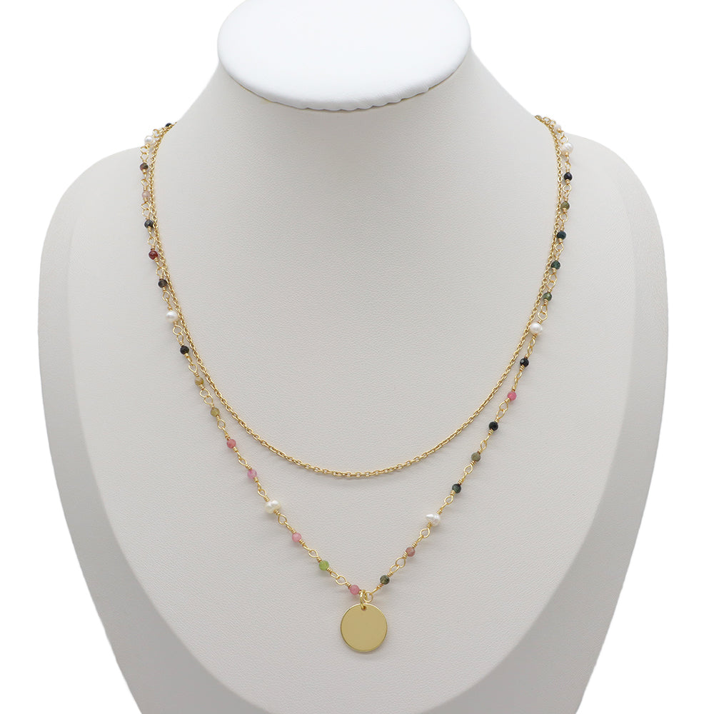 Handmade Custom Natural Stone Double Layer Necklace