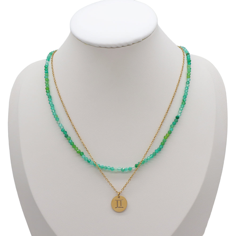 Handmade Custom Natural Stone Double Layer Necklace