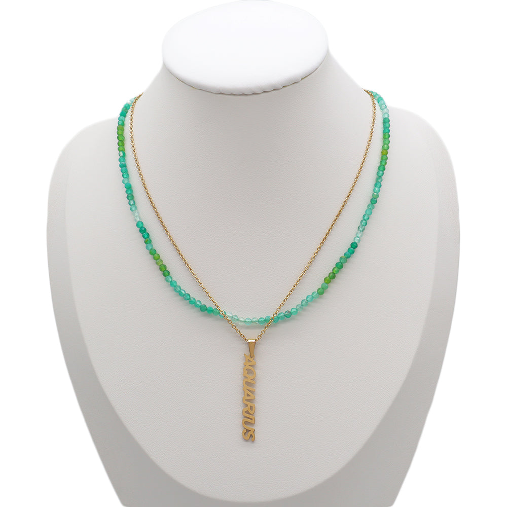 Handmade Custom Natural Stone Double Layer Necklace