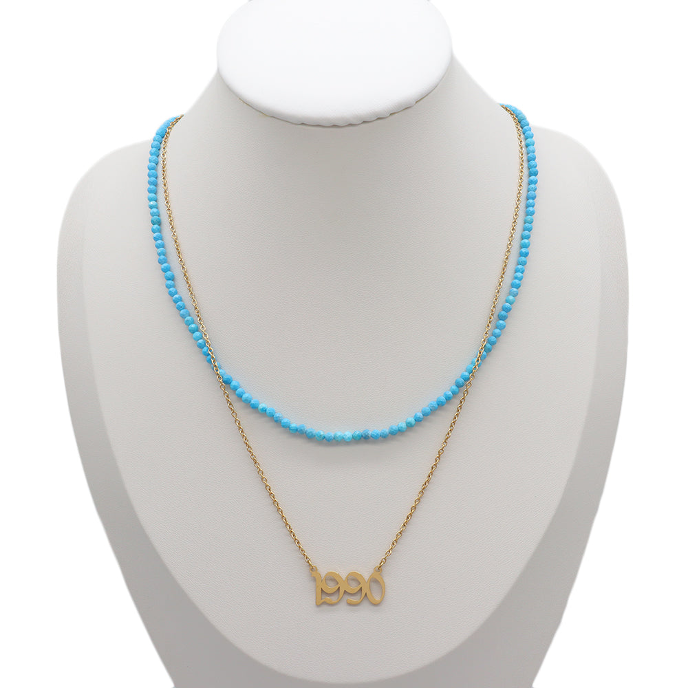 Handmade Custom Natural Stone Double Layer Necklace