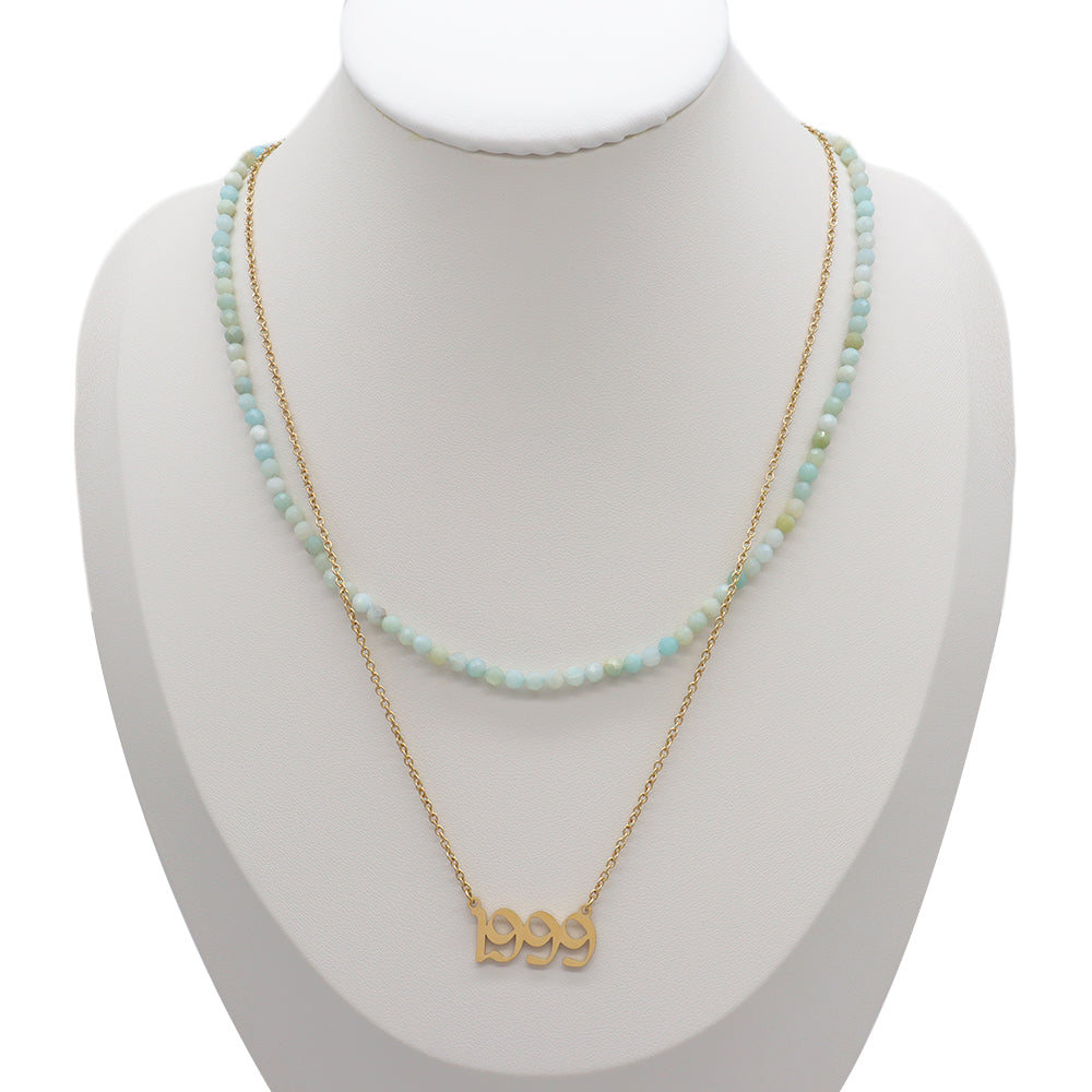 Handmade Custom Natural Stone Double Layer Necklace