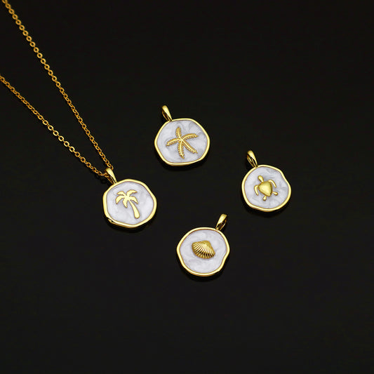 Handmade Custom Brass With Enamel Pendant Necklace With Chain Necklace