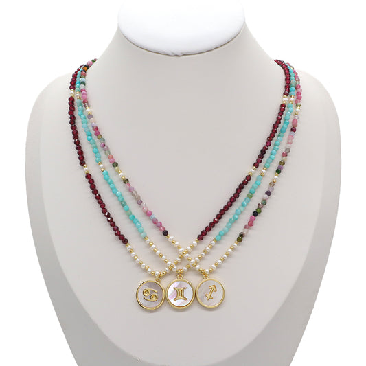 Handmade Custom Brass Natural Stone Necklace With Fresh Water Pearl