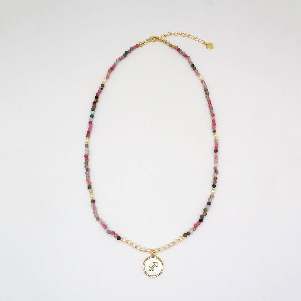 Handmade Custom Brass Natural Stone Necklace With Fresh Water Pearl