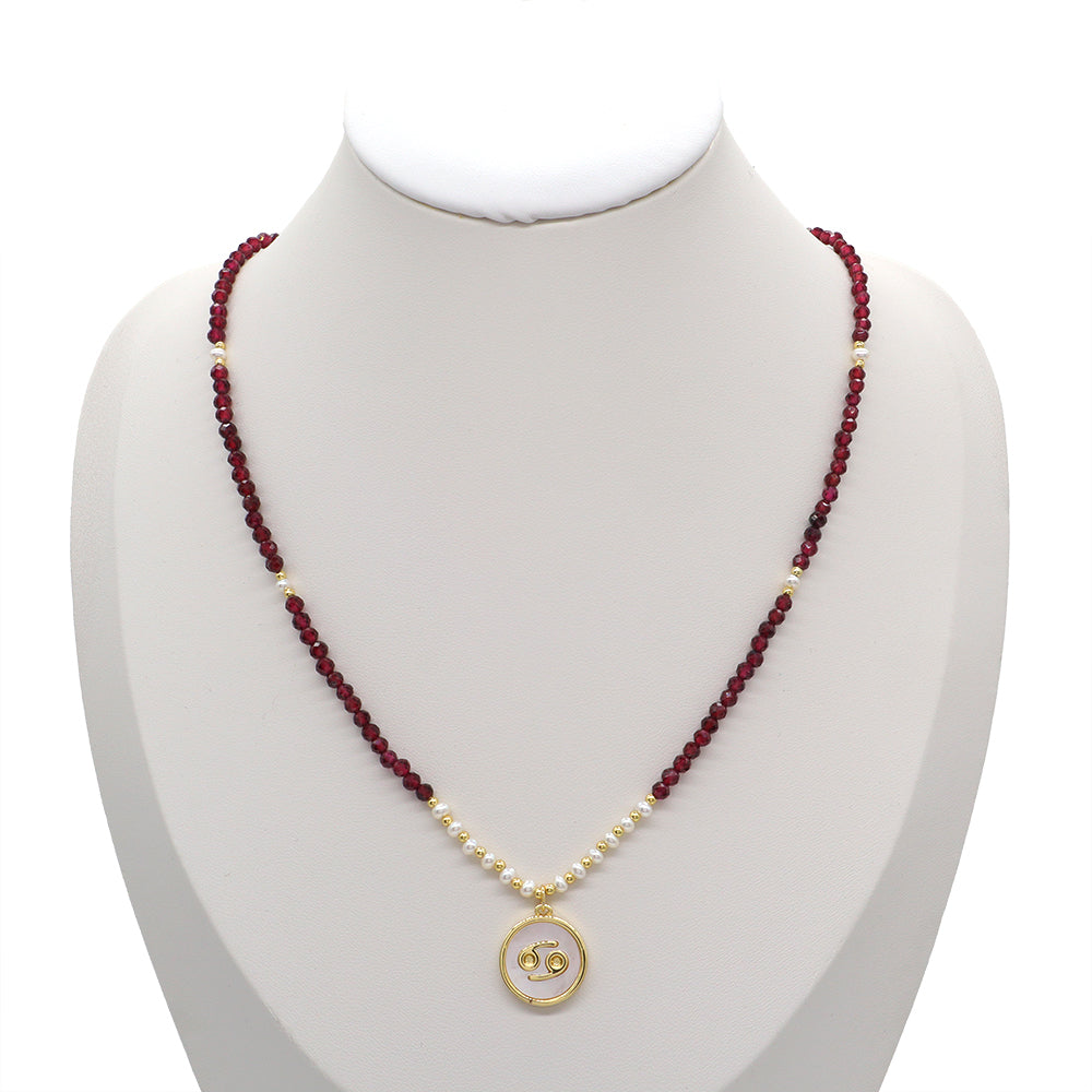 Handmade Custom Brass Natural Stone Necklace With Fresh Water Pearl