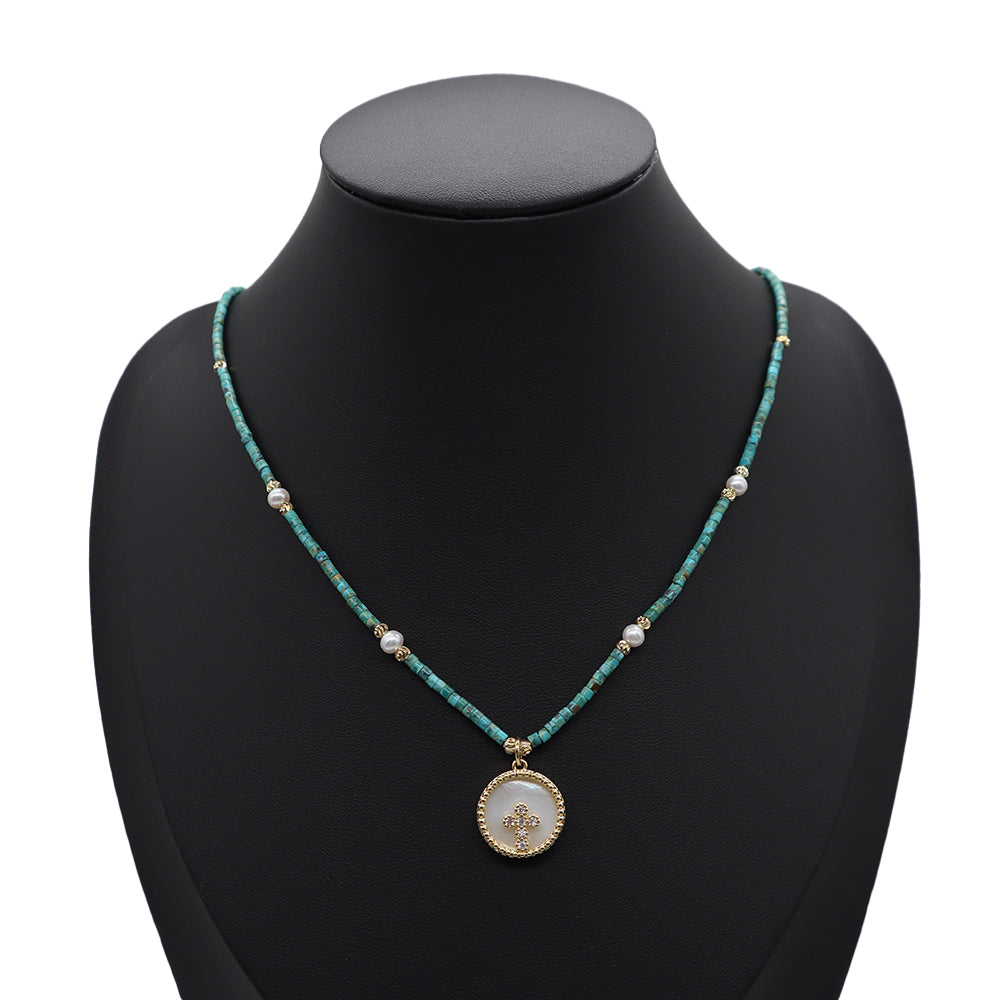 Handmade Customizable Natural Stone Necklace With Shell Pendant