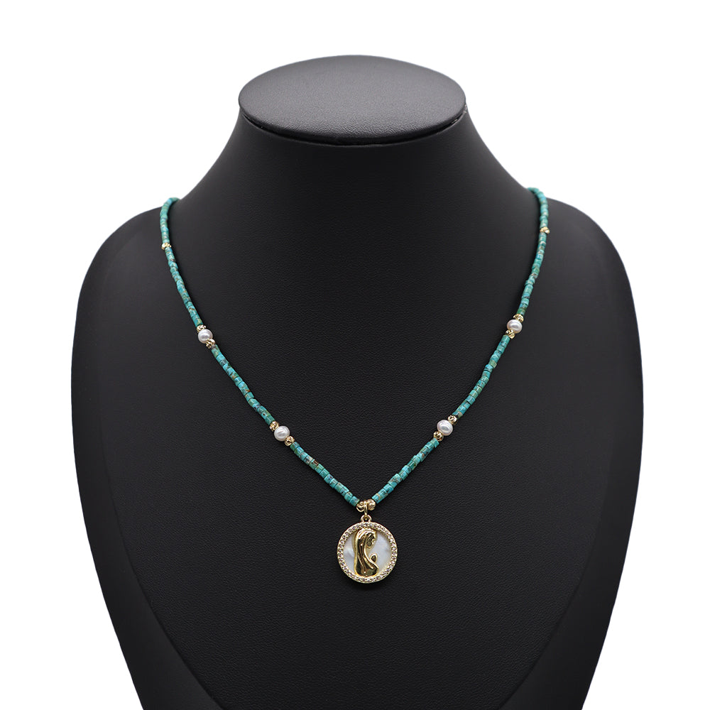 Handmade Customizable Natural Stone Necklace With Shell Pendant