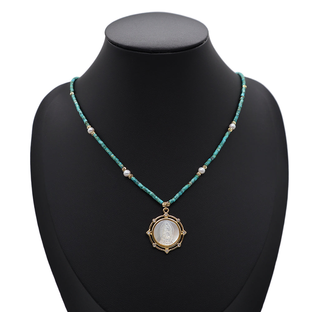 Handmade Customizable Natural Stone Necklace With Shell Pendant