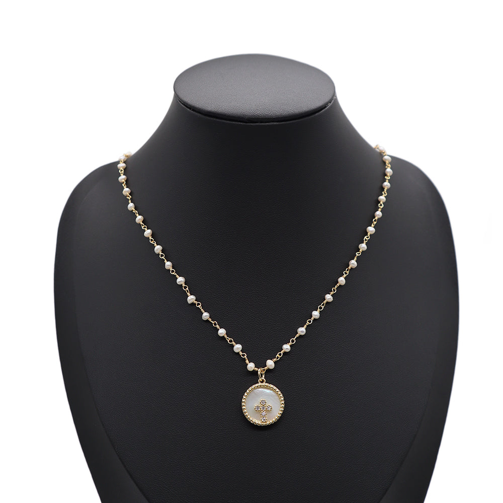 Handmade Custom Fresh Water Pearl Necklace With Shell Pendant