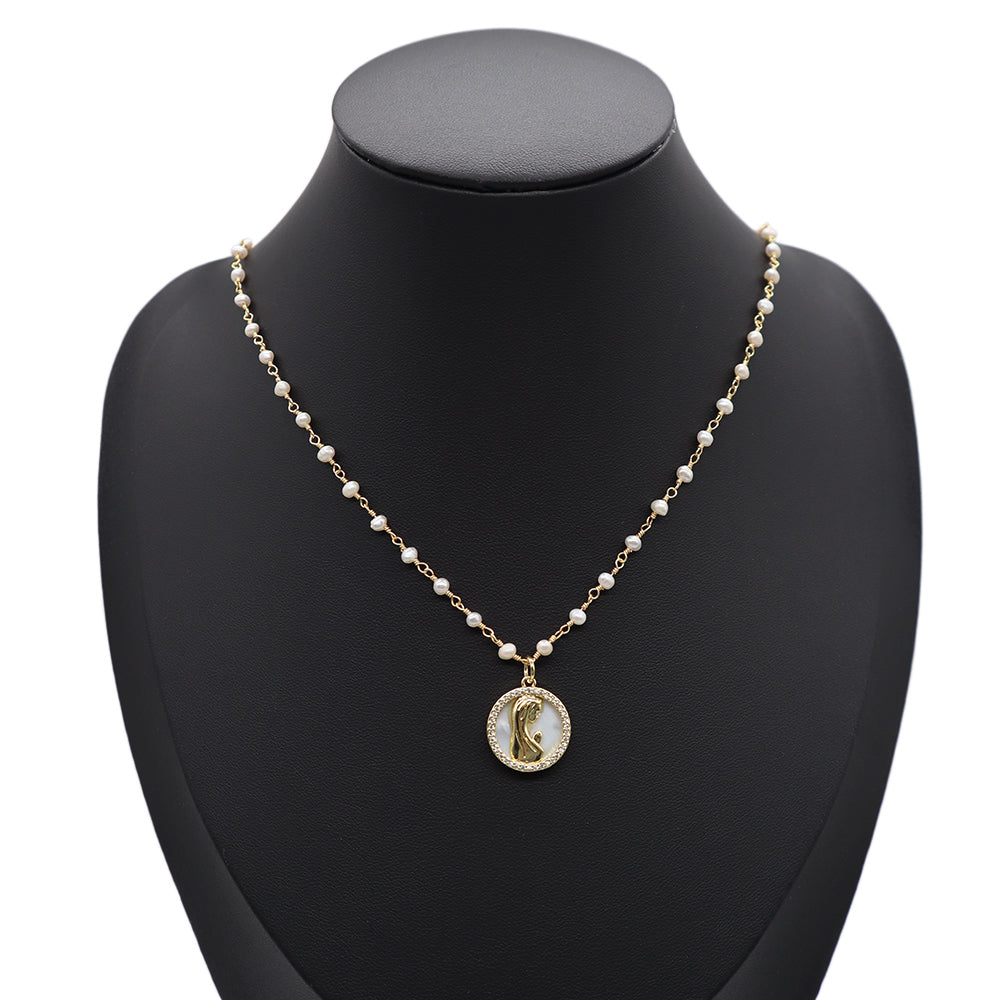 Handmade Custom Fresh Water Pearl Necklace With Shell Pendant