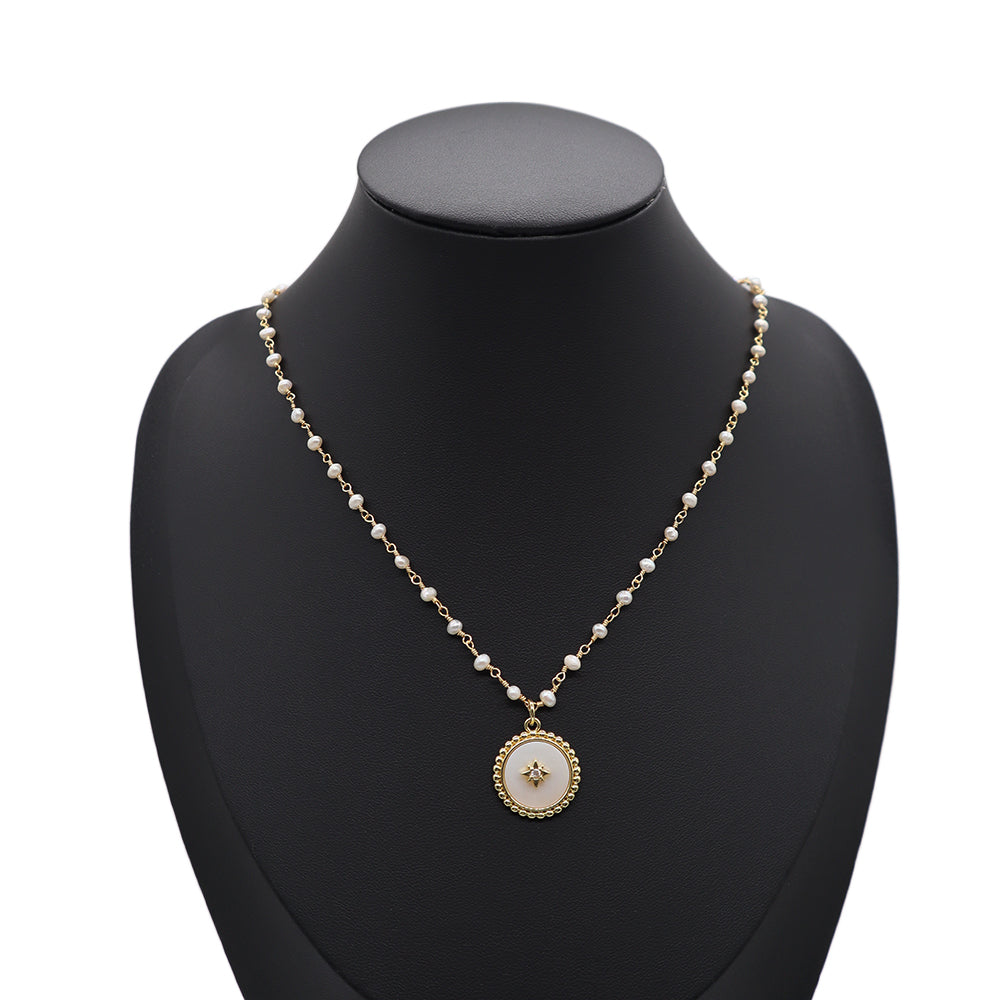 Handmade Custom Fresh Water Pearl Necklace With Shell Pendant